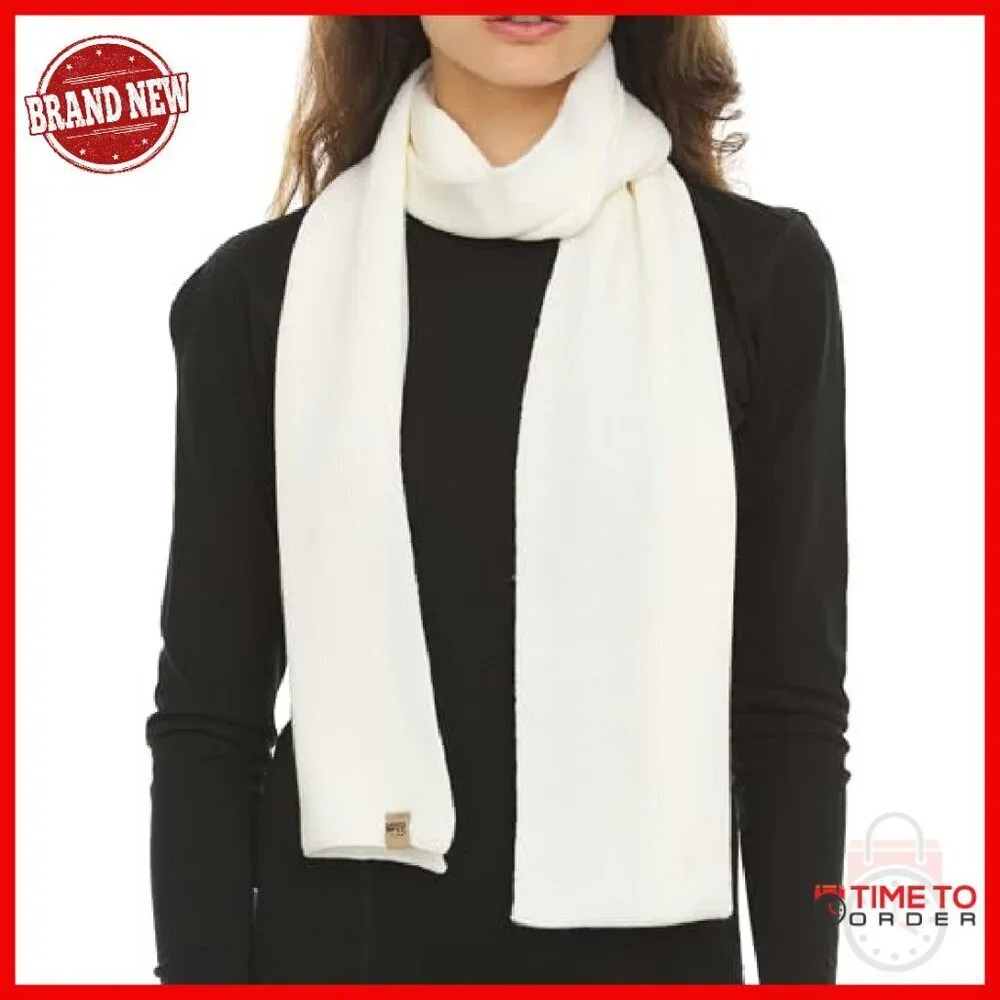 100% Merino Wool Knit Scarf Midweight Winter Unisex Soft Warm